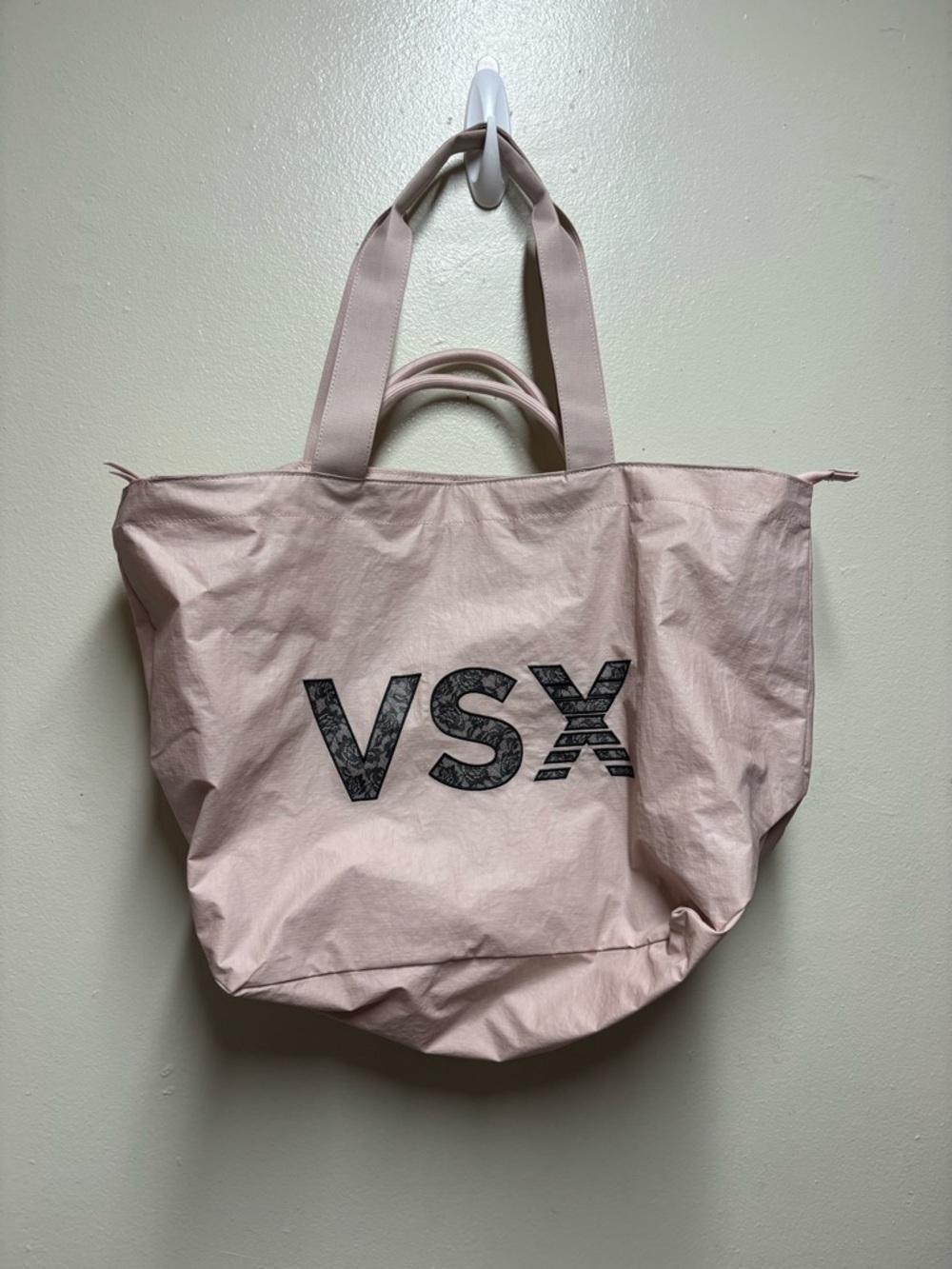 Victoria's Secret VSX Large Tote Bag Light Pink With Lace Black Logo - Picture 2 of 8